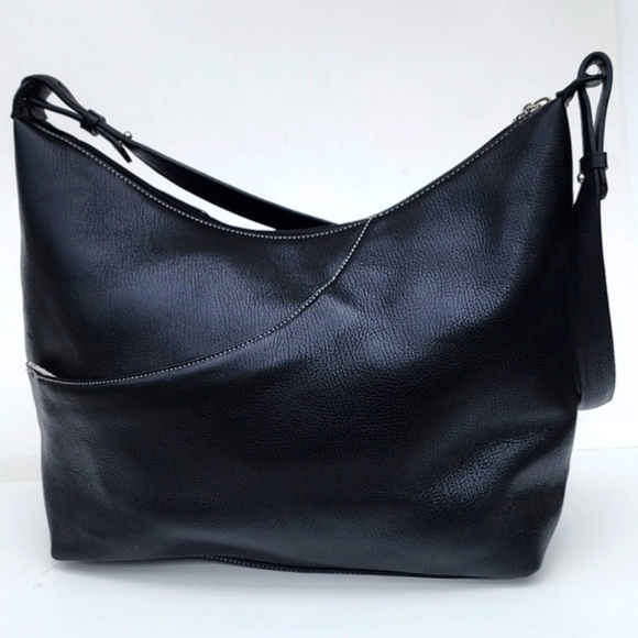 Maxx New York Black Leather Shoulder Bag - Picture 1 of 13